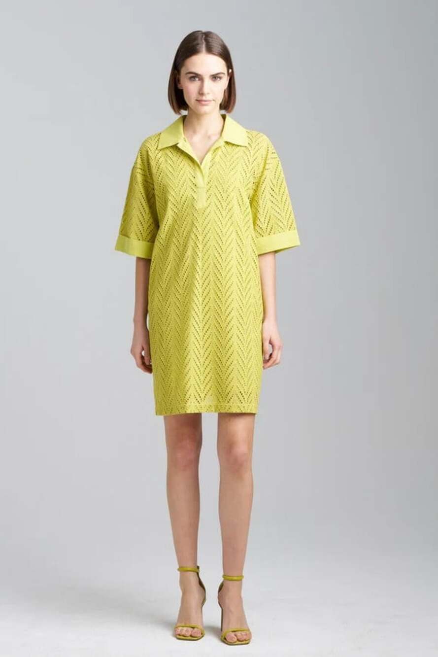 N Natori Women's Size XS Wasabi Green Cotton Fully Lined Eyelet Shirt Dress NWT